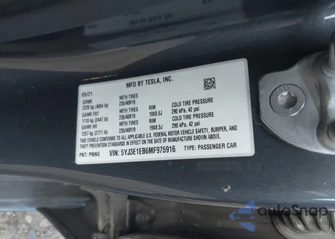 2021 Tesla Model 3 Long Range Dual Motor All-Wheel Drive from USA, damaged, VIN 5YJ3E1EB6MF975916